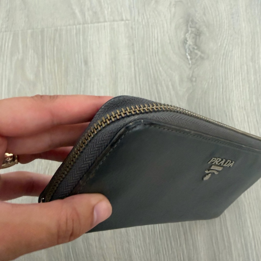 Grey Prada Leather Wallet with silver detail - Picture 2 of 6